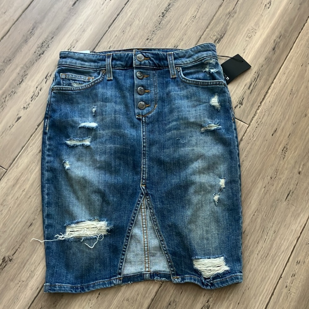 Joe’s Jeans Nordstrom Distressed Buttonfly Knee Denim Pencil Slit Skirt 26